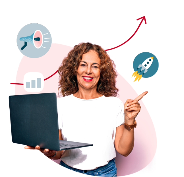 femme-avec-ordinateur Les bénéfices de la solution de gestion de la formation Val Software